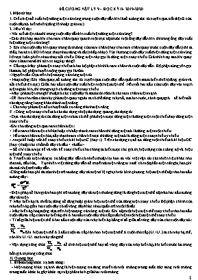 Đề cương ôn tập học kỳ II môn Vật lý Lớp 9 - Năm học 2019-2020